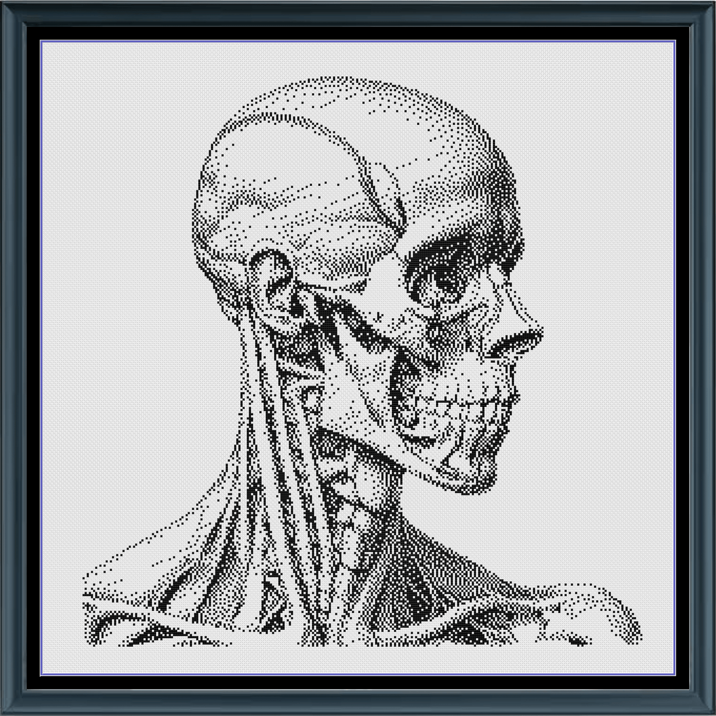 Stitching Jules Design Cross Stitch Pattern Human Anatomy Head Neck Monochrome Counted Cross Stitch Pattern (Digital Download)