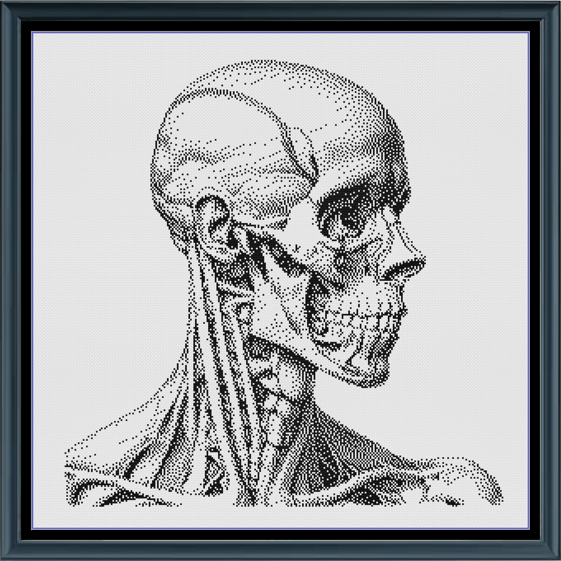 Stitching Jules Design Cross Stitch Pattern Human Anatomy Head Neck Monochrome Counted Cross Stitch Pattern (Digital Download)