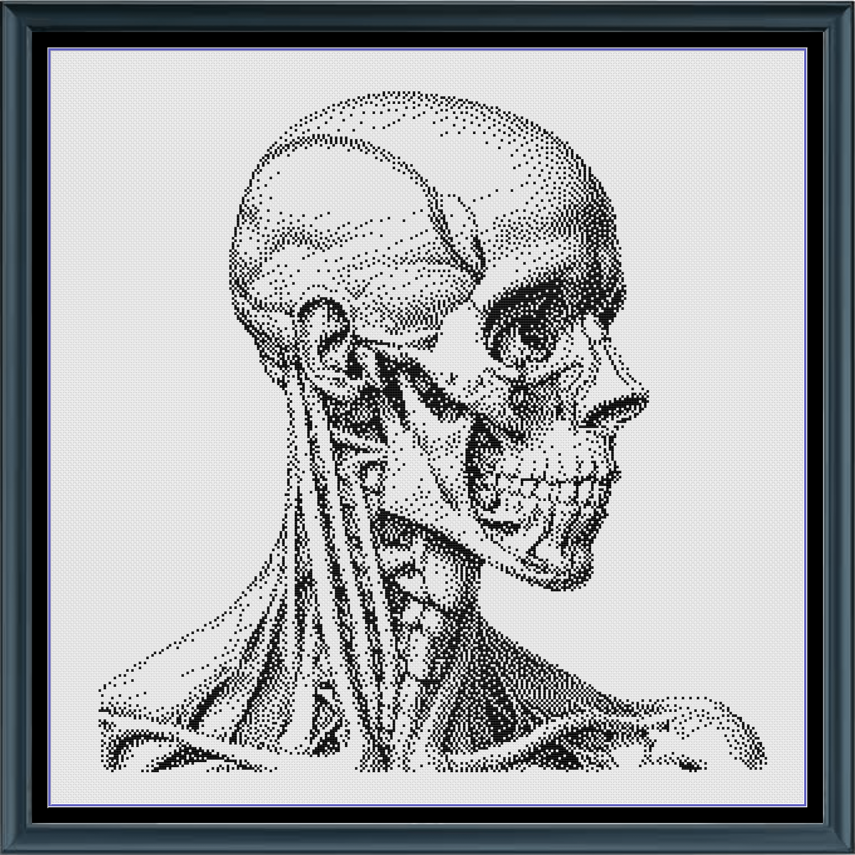 Stitching Jules Design Cross Stitch Pattern Human Anatomy Head Neck Monochrome Counted Cross Stitch Pattern (Digital Download)