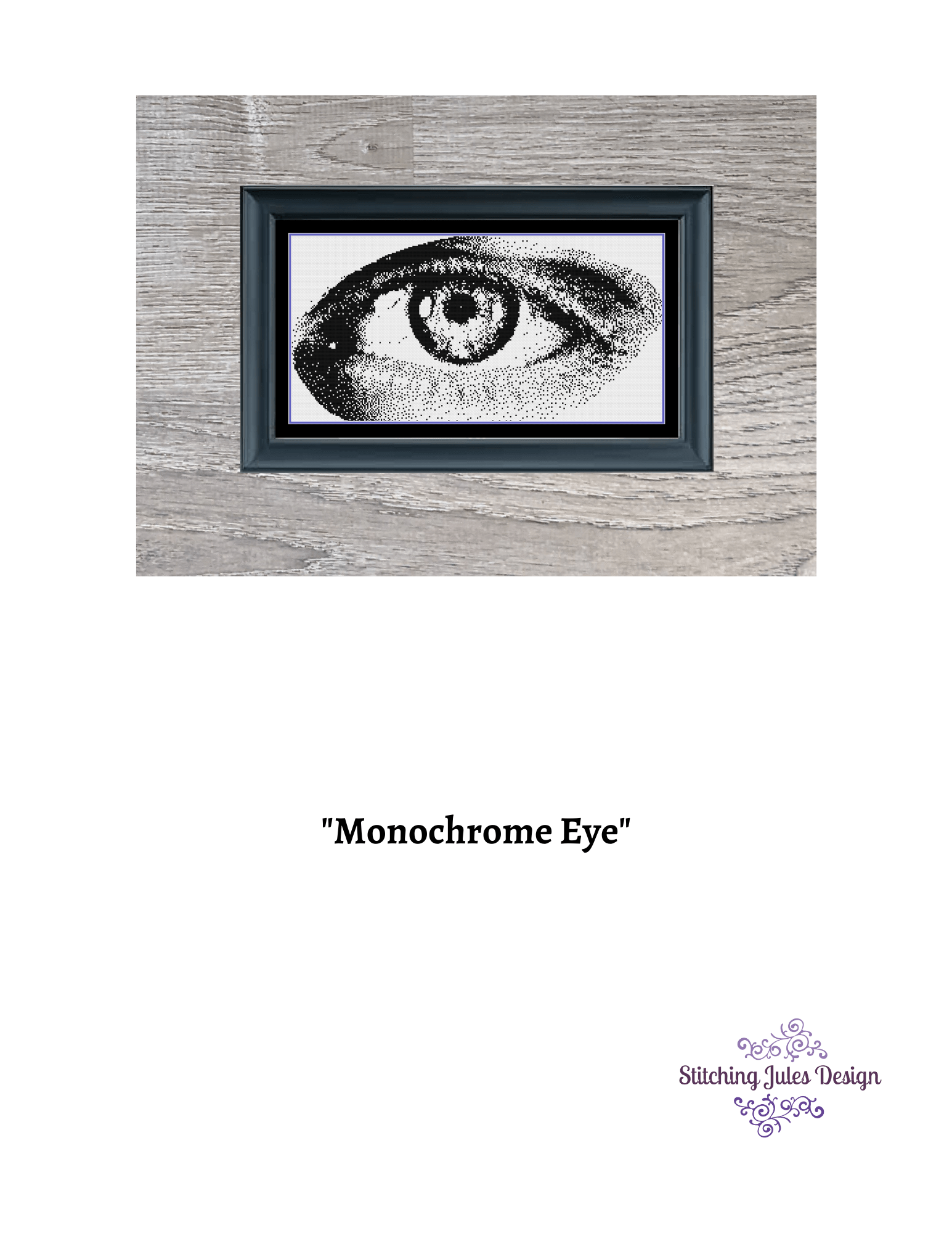 Stitching Jules Design Cross Stitch Pattern Human Eye Monochrome Blackwork Cross Stitch Pattern - Instant PDF Download