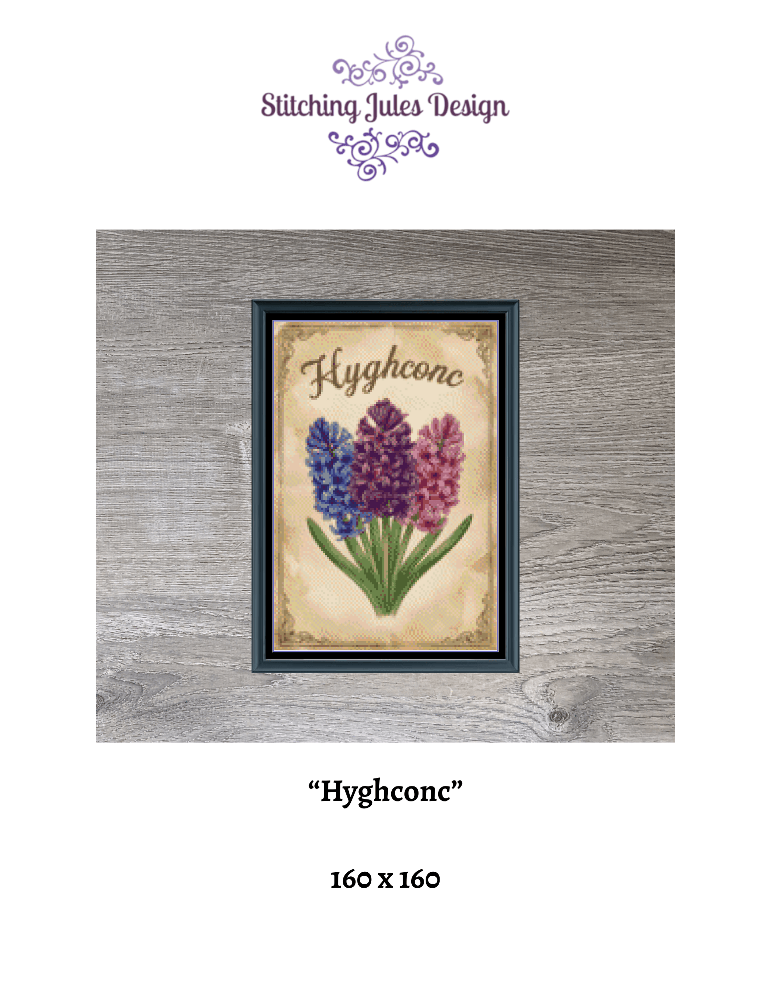 Stitching Jules Design Cross Stitch Pattern Hyghconc Winter Flower Full Coverage Counted Cross-Stitch Pattern (Digital Download)