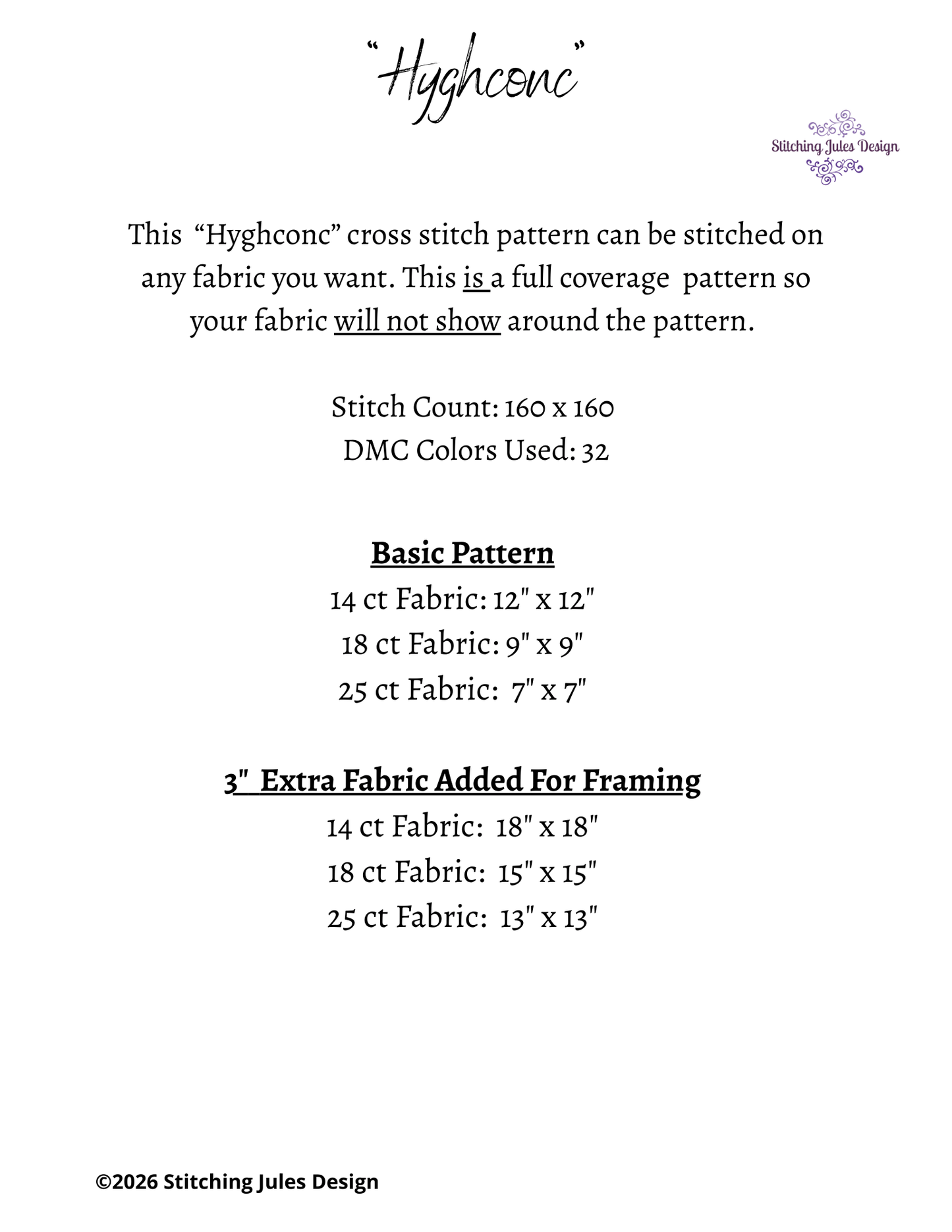 Stitching Jules Design Cross Stitch Pattern Hyghconc Winter Flower Full Coverage Counted Cross-Stitch Pattern (Digital Download)