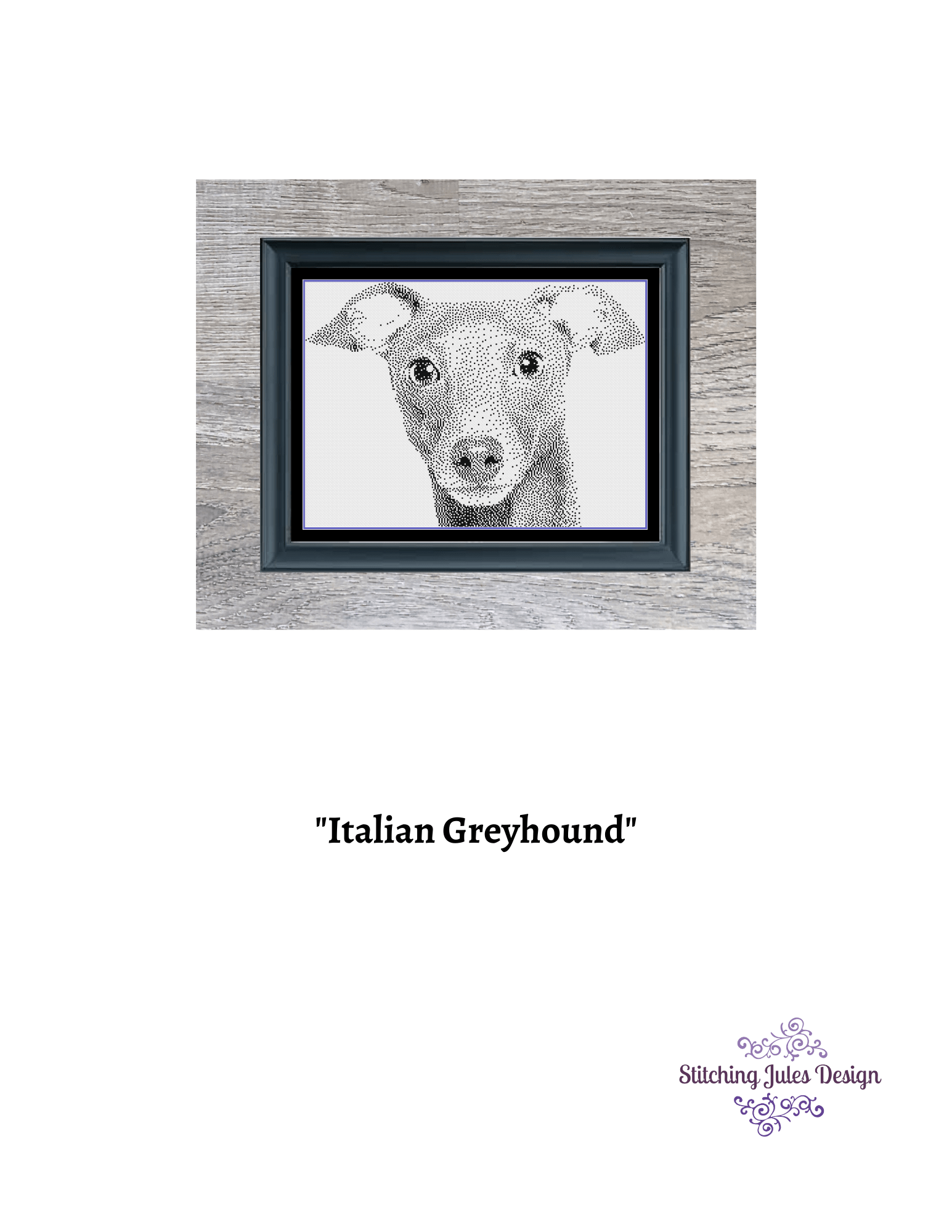 Stitching Jules Design Cross Stitch Pattern Italian Greyhound Cross Stitch Pattern | Dog Cross Stitch Pattern | Physical And Digital PDF Download Pattern Options