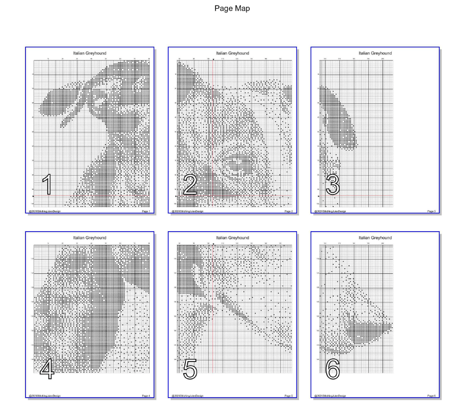 Stitching Jules Design Cross Stitch Pattern Italian Greyhound Dog Breed Monochrome Counted Cross-Stitch Pattern (Digital Download)