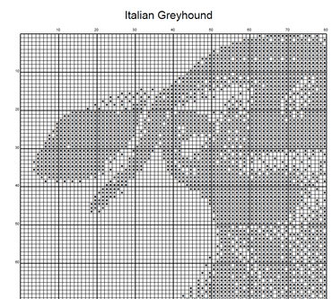 Stitching Jules Design Cross Stitch Pattern Italian Greyhound Dog Breed Monochrome Counted Cross-Stitch Pattern (Digital Download)