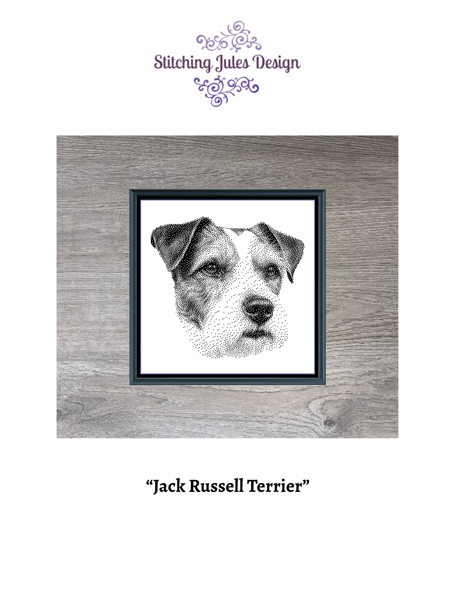 Stitching Jules Design Cross Stitch Pattern Jack Russell Terrier Dog Breed Monochrome Counted Cross-Stitch Pattern (Digital Download)