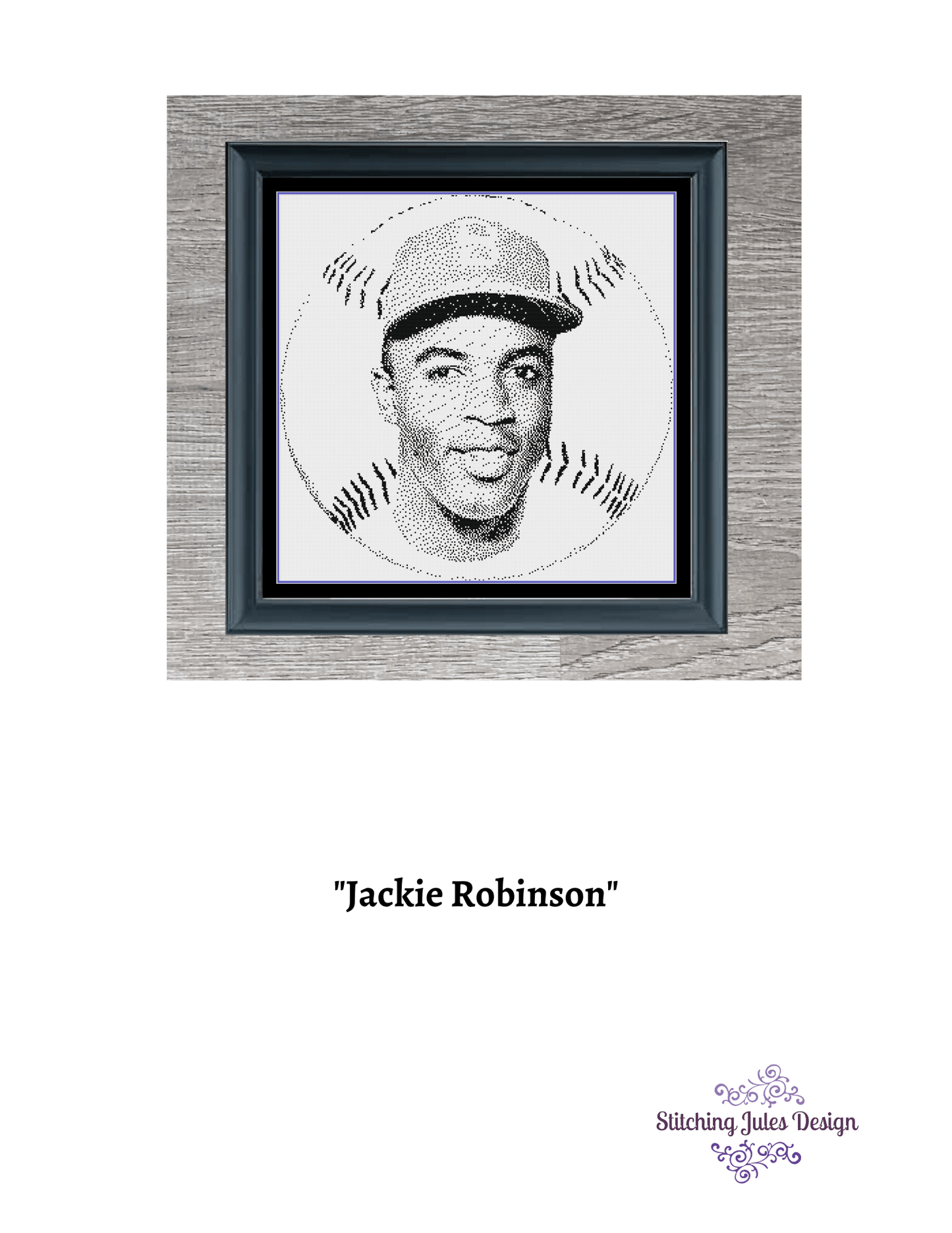 Stitching Jules Design Cross Stitch Pattern Jackie Robinson Cross Stitch Pattern | Baseball Cross Stitch Pattern | African American Cross Stitch Pattern | PDF Download