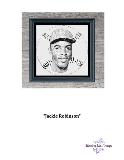 Stitching Jules Design Cross Stitch Pattern Jackie Robinson Cross Stitch Pattern | Baseball Cross Stitch Pattern | African American Cross Stitch Pattern | PDF Download