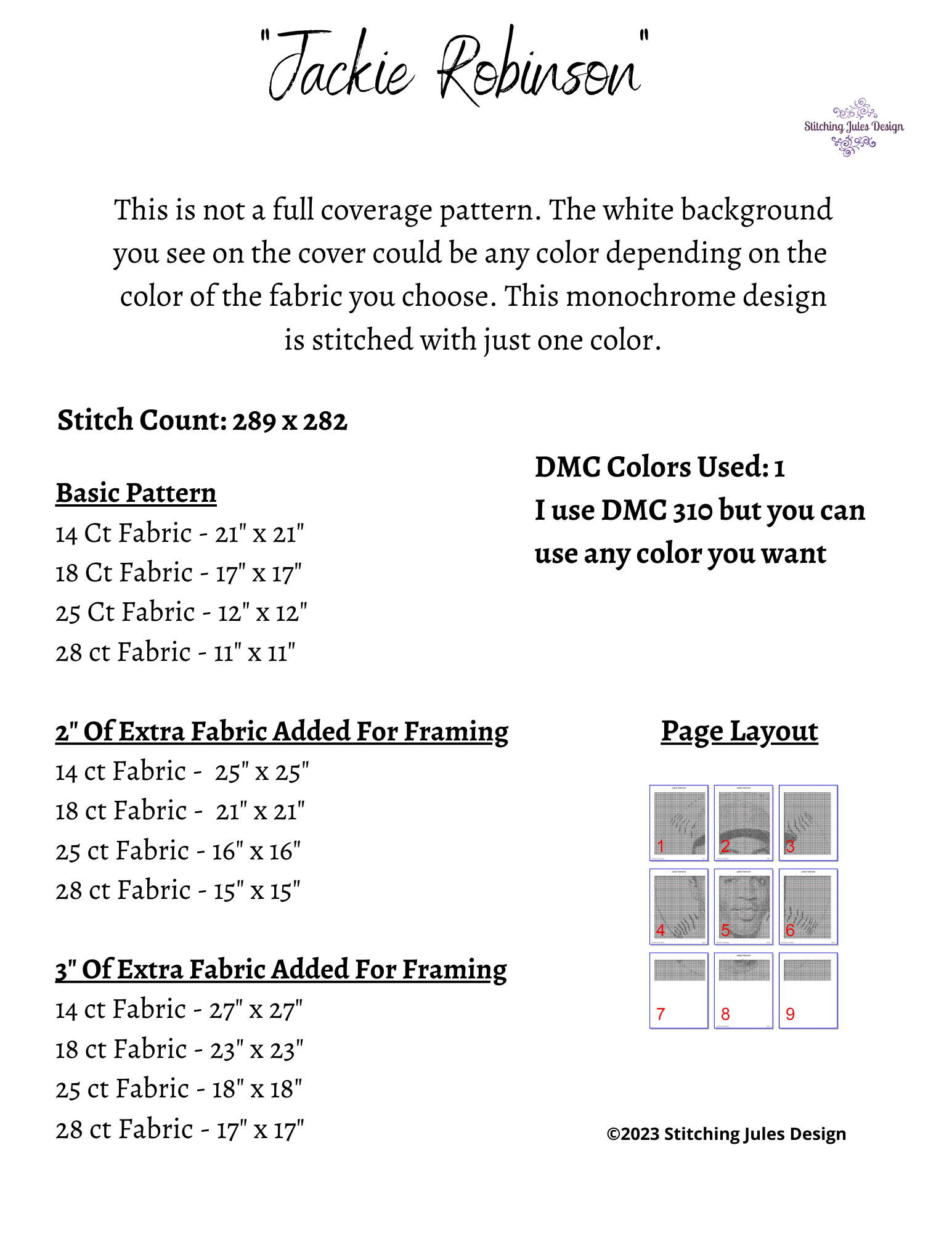 Stitching Jules Design Cross Stitch Pattern Jackie Robinson Cross Stitch Pattern | Baseball Cross Stitch Pattern | African American Cross Stitch Pattern | PDF Download