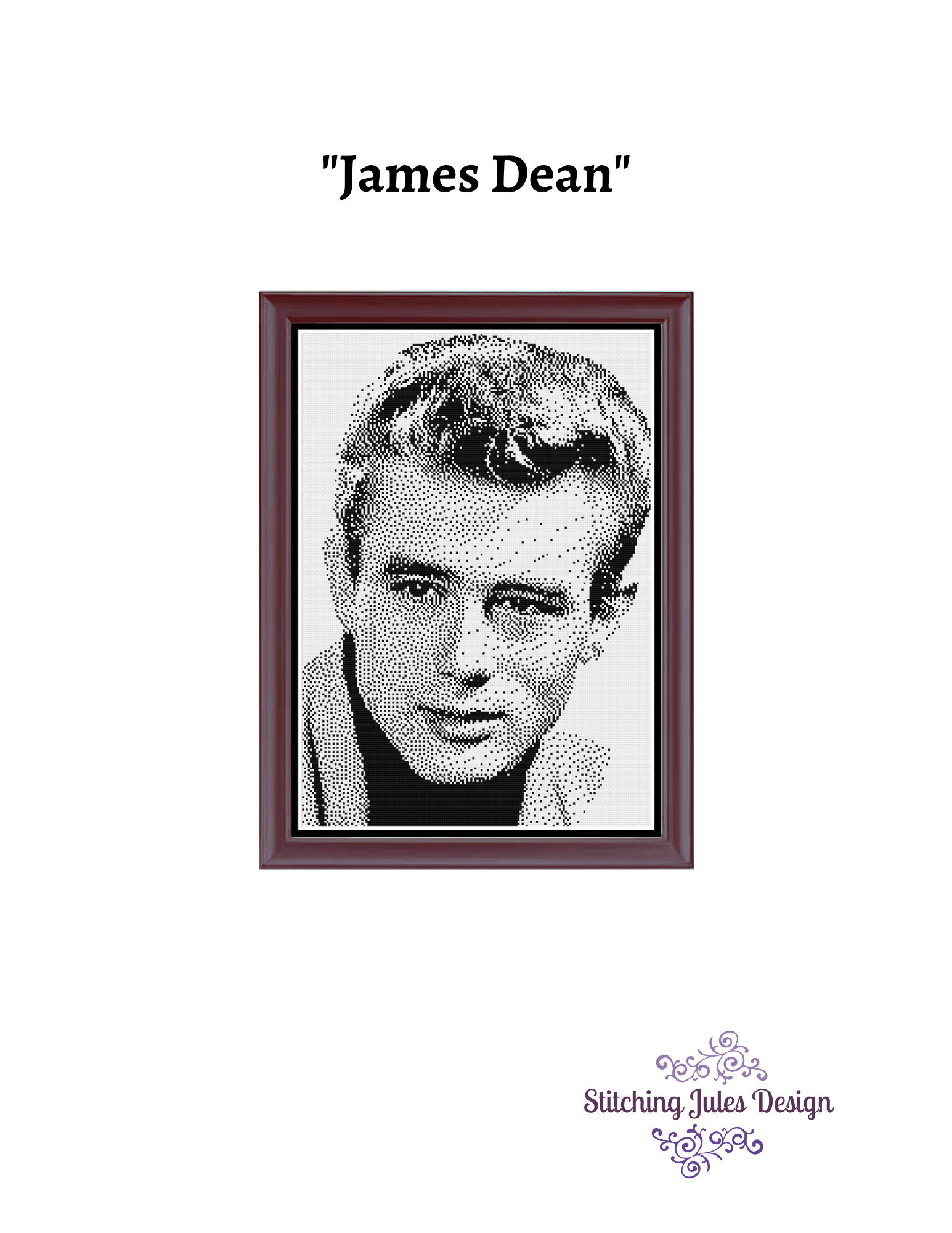 Stitching Jules Design Cross Stitch Pattern James Dean Monochrome Cross Stitch Embroidery Needlepoint Pattern PDF Download