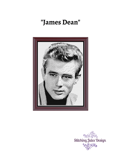Stitching Jules Design Cross Stitch Pattern James Dean Monochrome Cross Stitch Embroidery Needlepoint Pattern PDF Download
