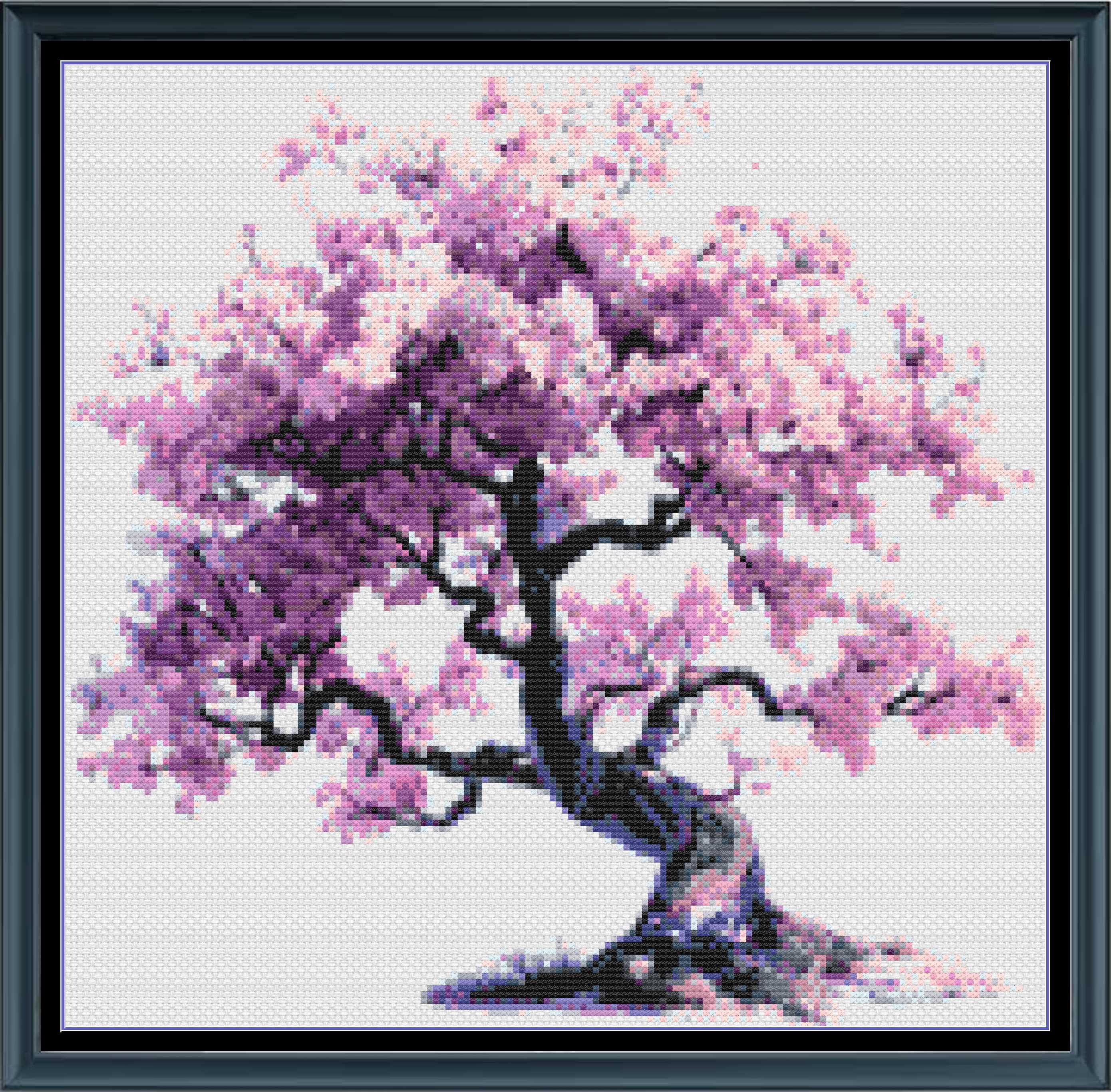 Japanese Cherry Blossom Tree Counted Cross-Stitch Pattern