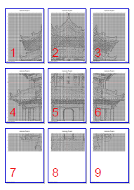Stitching Jules Design Cross Stitch Pattern Japanese Pagoda Monochrome Cross Stitch Pattern