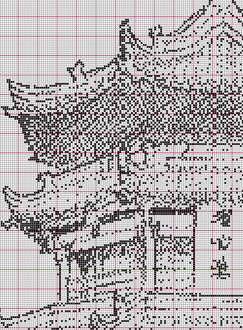 Stitching Jules Design Cross Stitch Pattern Japanese Pagoda Monochrome Cross Stitch Pattern
