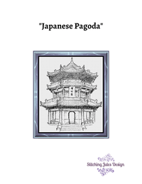 Thumbnail for Stitching Jules Design Cross Stitch Pattern Japanese Pagoda Monochrome Cross Stitch Pattern