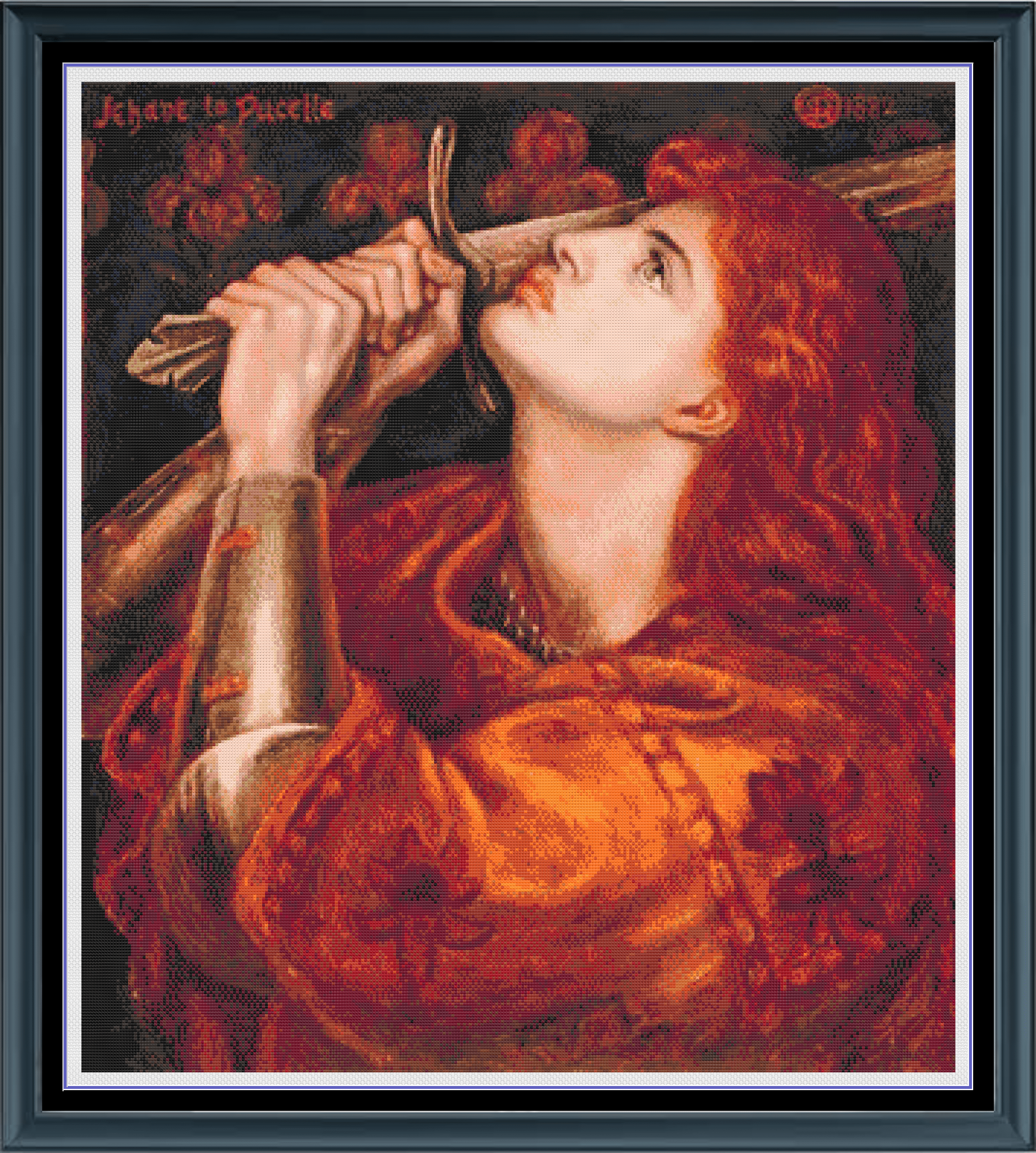 Stitching Jules Design Cross Stitch Pattern Joan Of Arc Famous Woman Painting Rosetti Full Coverage Counted Cross-Stitch Pattern (Digital Download)