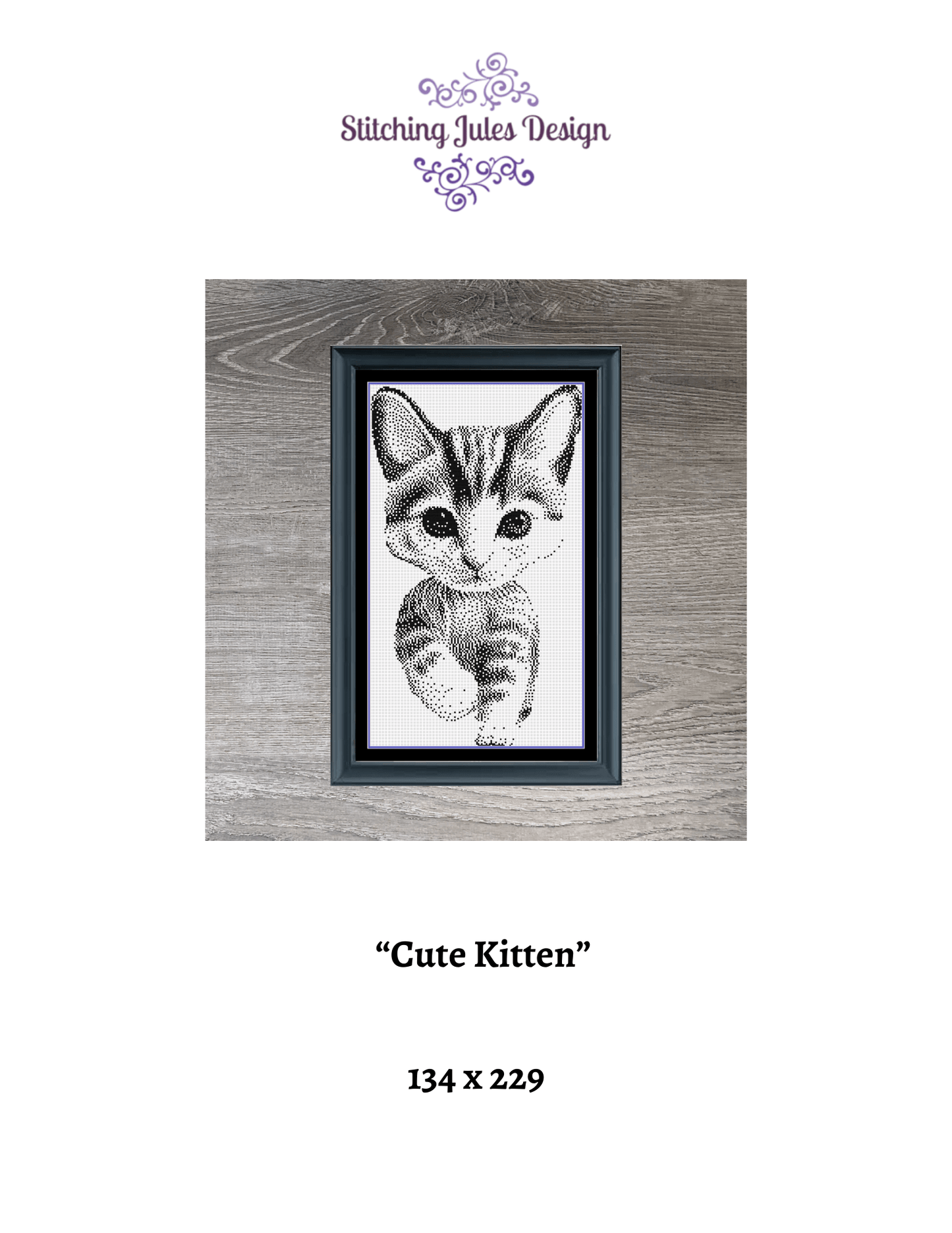 Stitching Jules Design Cross Stitch Pattern Kitten Counted Cross Stitch Pattern | Cat Cross Stitch Pattern | Blackwork Monochrome | Instant Download PDF