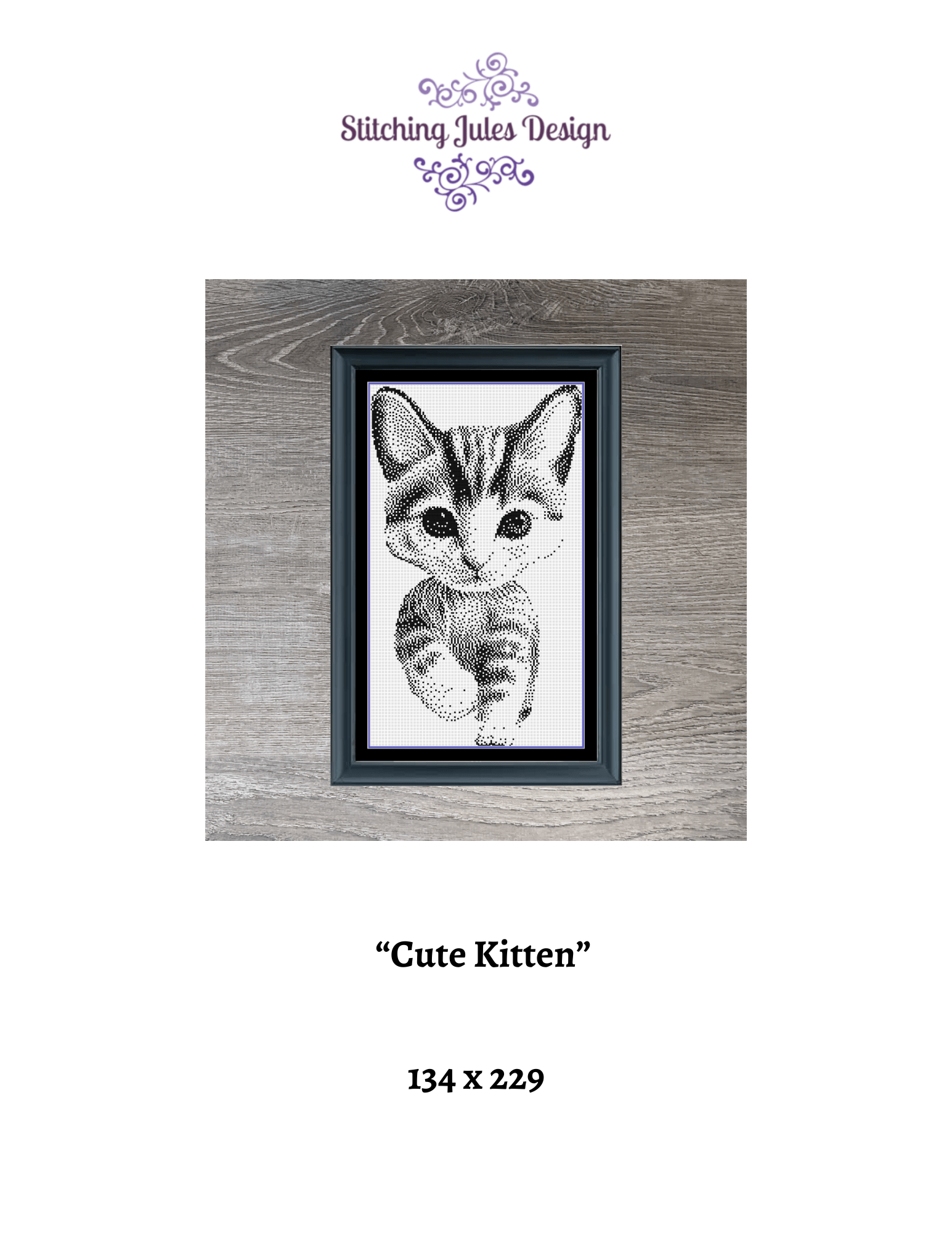 Stitching Jules Design Cross Stitch Pattern Kitten Counted Cross Stitch Pattern | Cat Cross Stitch Pattern | Blackwork Monochrome | Instant Download PDF