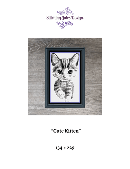 Stitching Jules Design Cross Stitch Pattern Kitten Counted Cross Stitch Pattern | Cat Cross Stitch Pattern | Blackwork Monochrome | Instant Download PDF