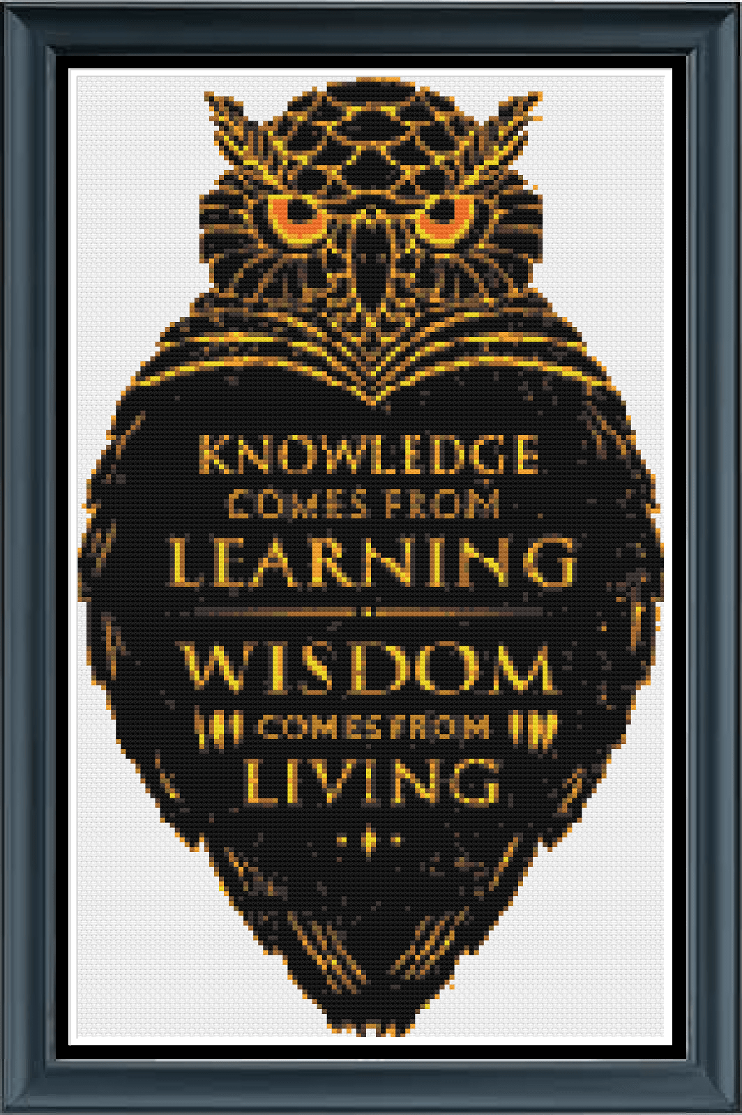 Stitching Jules Design Cross Stitch Pattern Knowledge And Wisdom Owl Cross Stitch Embroidery Needlepoint Pattern PDF Download