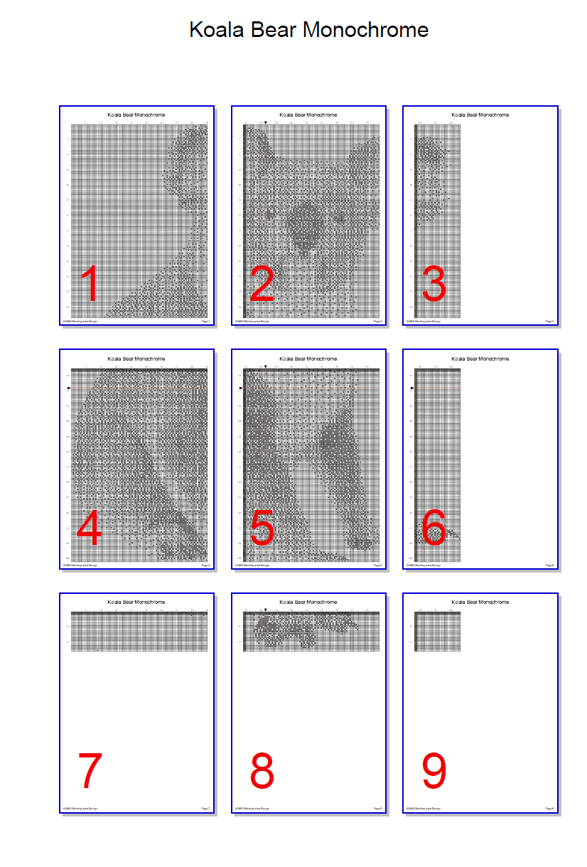 Stitching Jules Design Cross Stitch Pattern Koala Bear Animal Wildlife Monochrome Cross Stitch Embroidery Needlepoint Pattern PDF Download