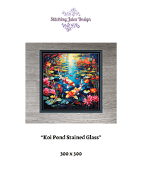 Thumbnail for Stitching Jules Design Cross Stitch Pattern Koi Pond Asian Landscape Full Coverage Stained Glass Counted Cross Stitch Digital Download