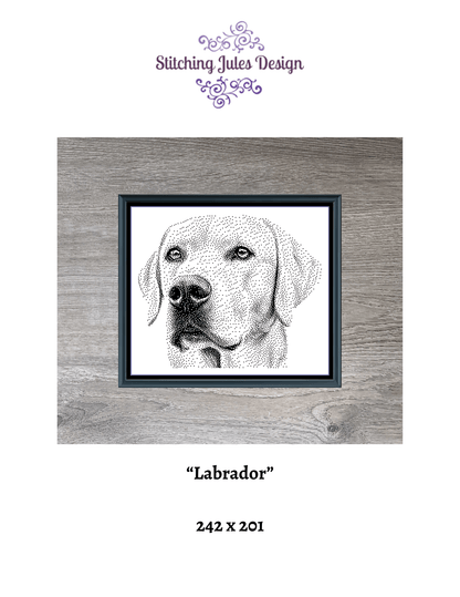 Stitching Jules Design Cross Stitch Pattern Labrador Retriever Dog Breed Monochrome Counted Cross-Stitch Pattern (Digital Download)