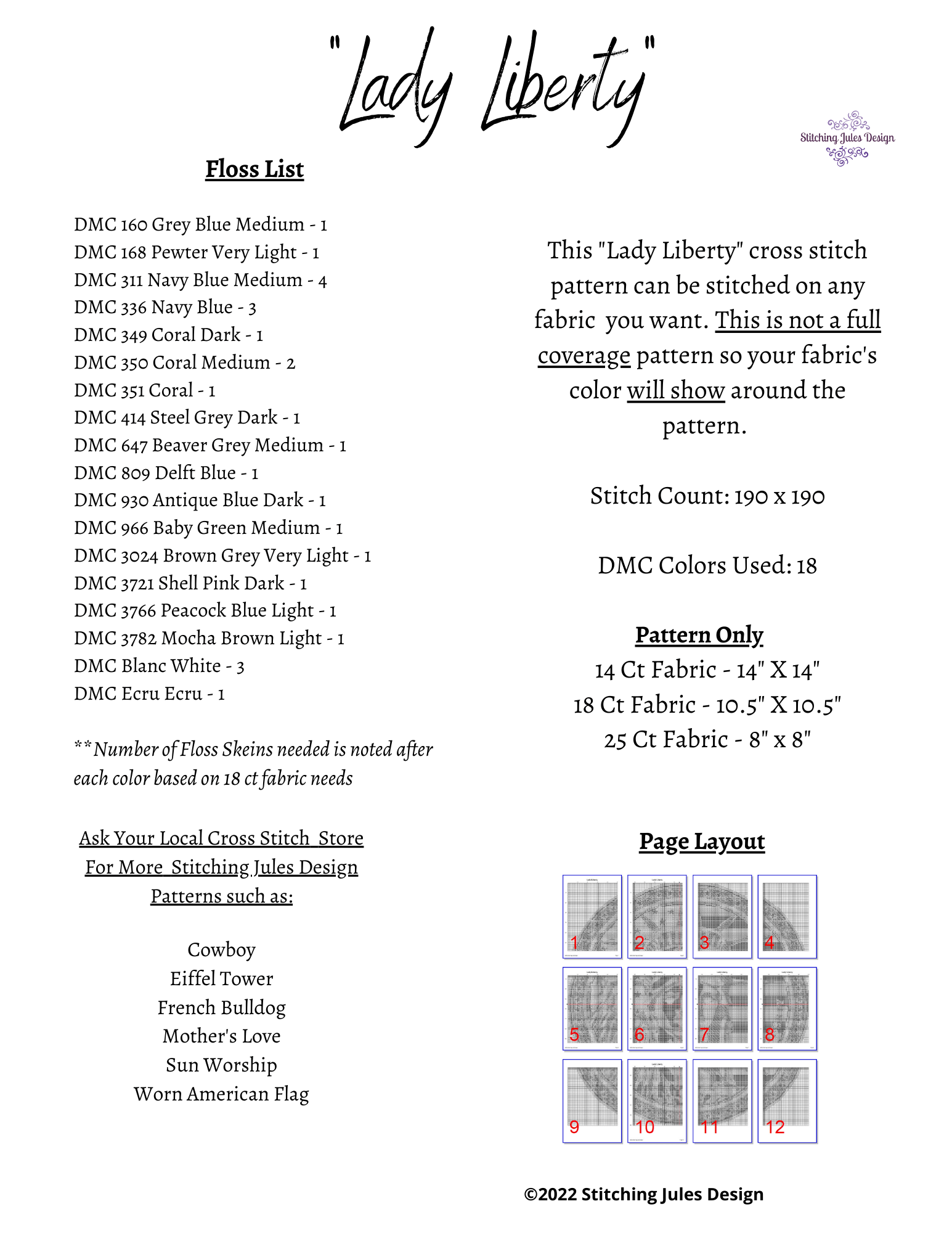 Stitching Jules Design Cross Stitch Pattern Lady Liberty America Patriotic USA Cross Stitch Embroidery Needlepoint Pattern Instant Download Pattern Keeper Ready