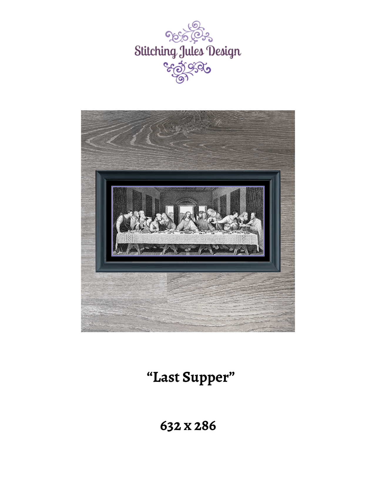 Stitching Jules Design Cross Stitch Pattern Last Supper Da Vinci Counted Cross Stitch Pattern | Religious Cross Stitch | Monochrome Blackwork | Instant Download PDF