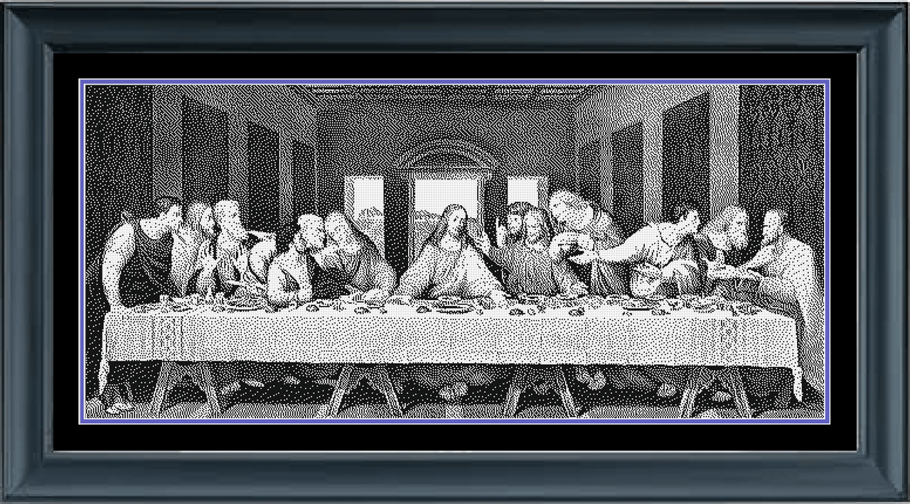 Stitching Jules Design Cross Stitch Pattern Last Supper Da Vinci Counted Cross Stitch Pattern | Religious Cross Stitch | Monochrome Blackwork | Instant Download PDF