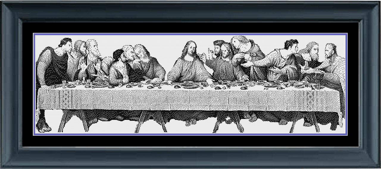 Stitching Jules Design Cross Stitch Pattern Last Supper Table Only Counted Cross Stitch Pattern | Monochrome Blackwork | Instant Download PDF