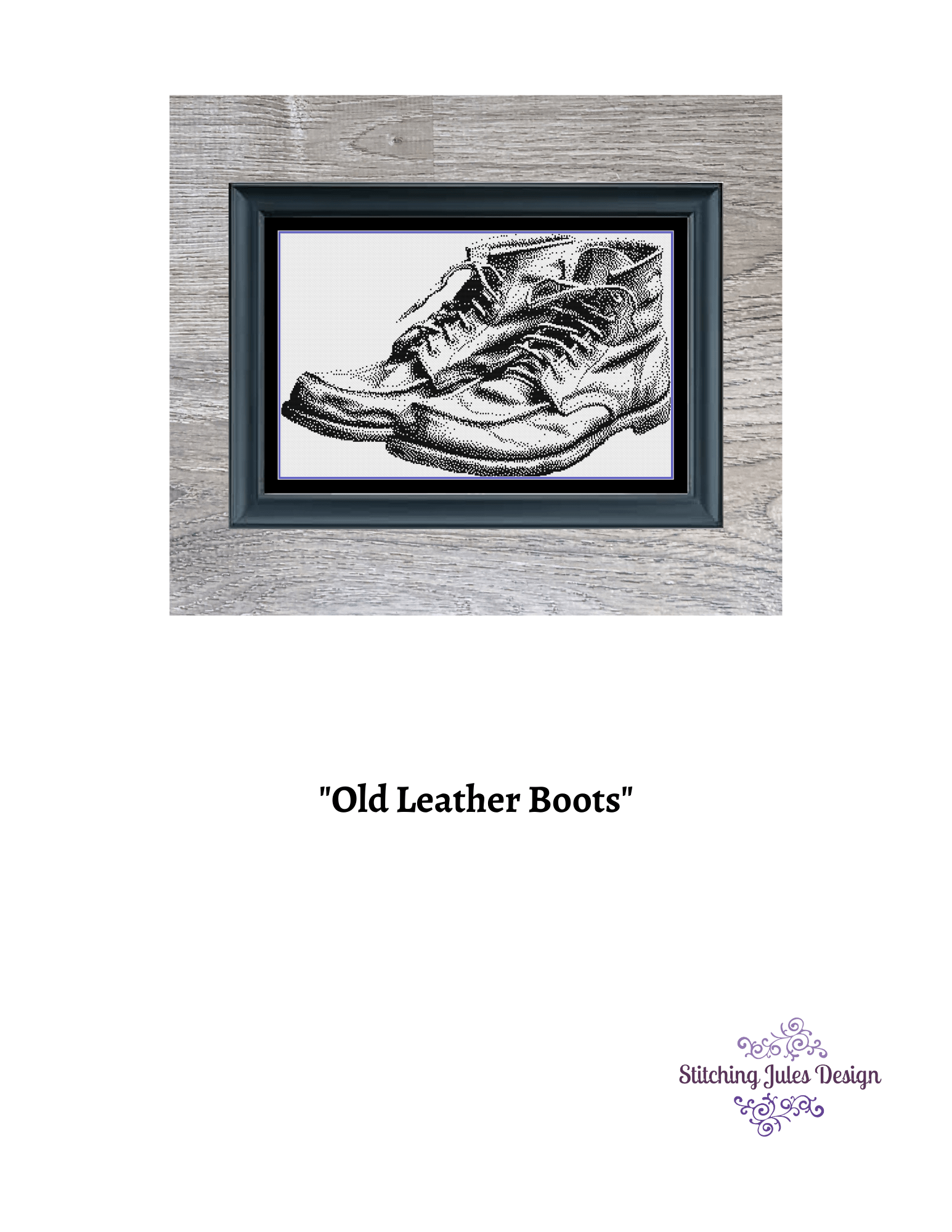 Stitching Jules Design Cross Stitch Pattern Leather Work Boots Cross Stitch Pattern | Vintage Boots | Instant PDF Download