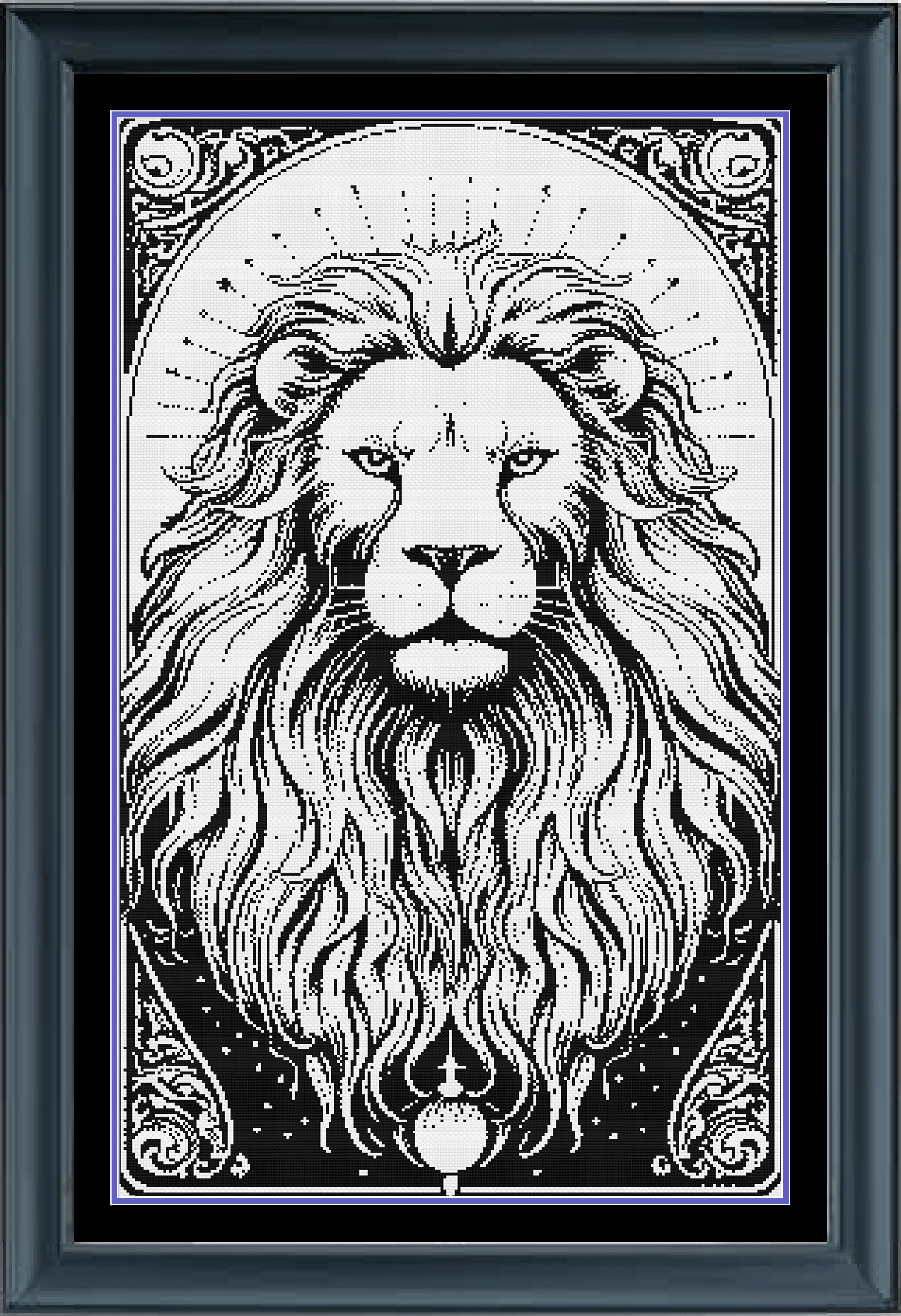 Stitching Jules Design Cross Stitch Pattern Leo Tarot Card Counted Cross Stitch Pattern | Lion Cross Stitch | Monochrome Blackwork | Instant Download PDF
