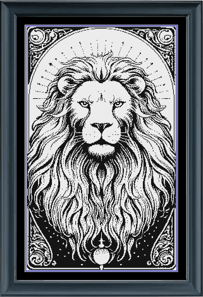 Stitching Jules Design Cross Stitch Pattern Leo Tarot Card Counted Cross Stitch Pattern | Lion Cross Stitch | Monochrome Blackwork | Instant Download PDF