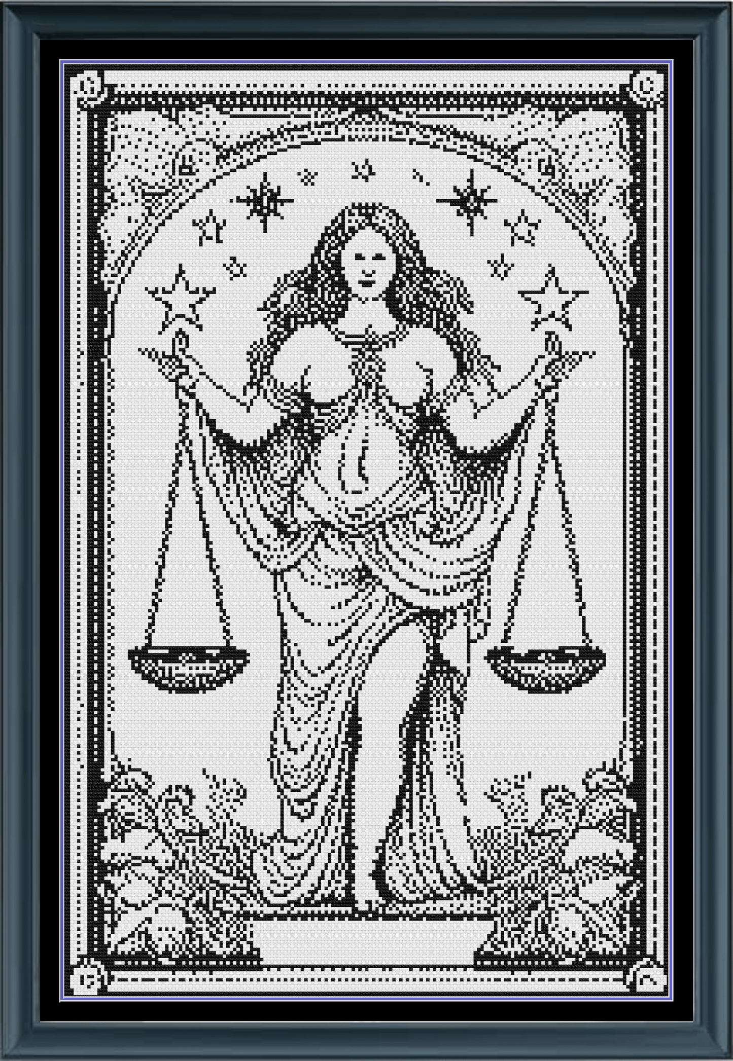 Stitching Jules Design Cross Stitch Pattern Libra Tarot Card Monochrome