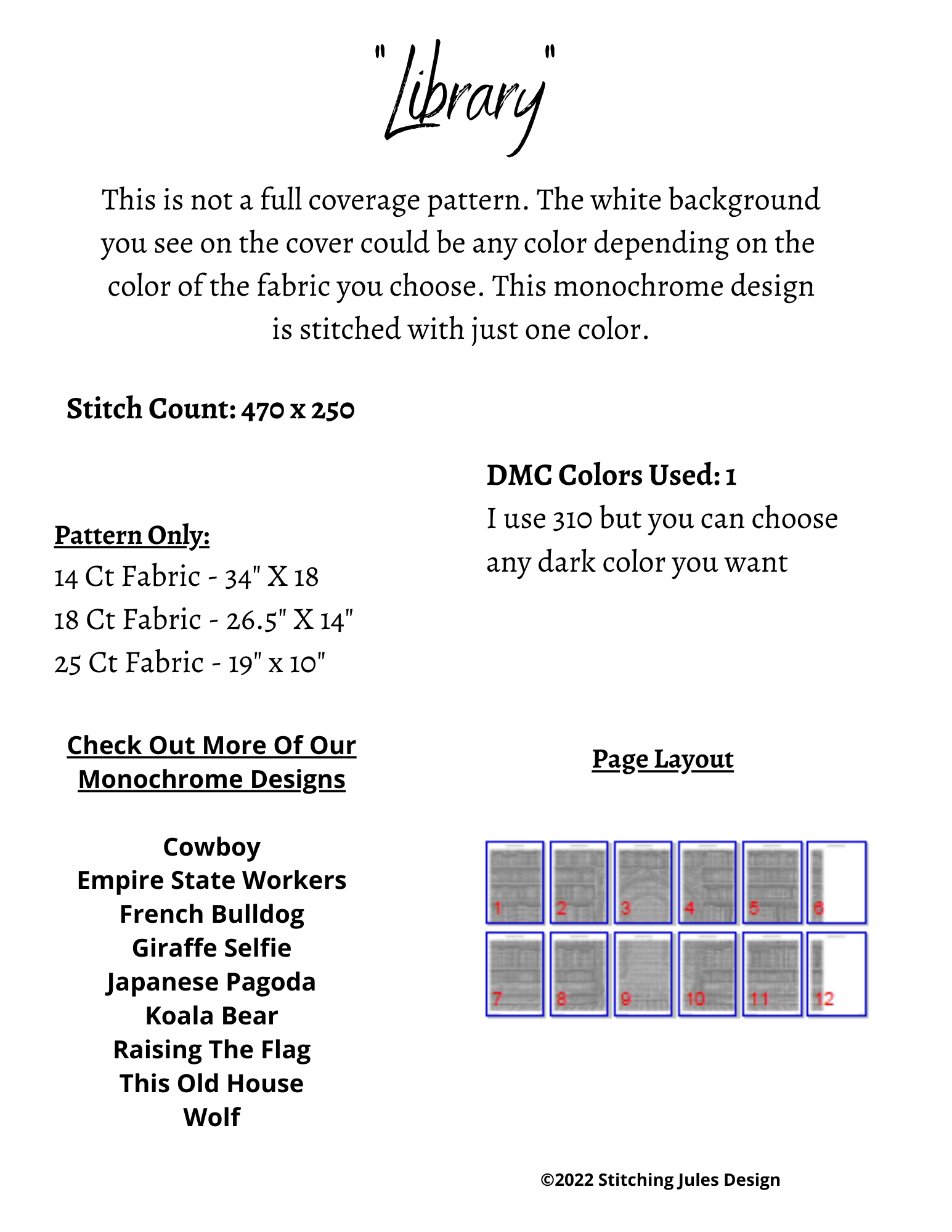 Stitching Jules Design Cross Stitch Pattern Library Cross Stitch Pattern | Books Cross Stitch Pattern | Physical And Digital PDF Download Pattern Options