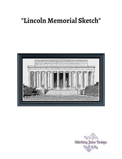 Stitching Jules Design Cross Stitch Pattern Lincoln Memorial Sketch Monochrome Cross Stitch Embroidery Needlepoint Pattern PDF Instant Download