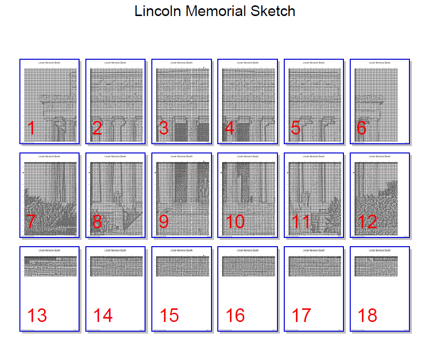 Stitching Jules Design Cross Stitch Pattern Lincoln Memorial Sketch Monochrome Cross Stitch Embroidery Needlepoint Pattern PDF Instant Download