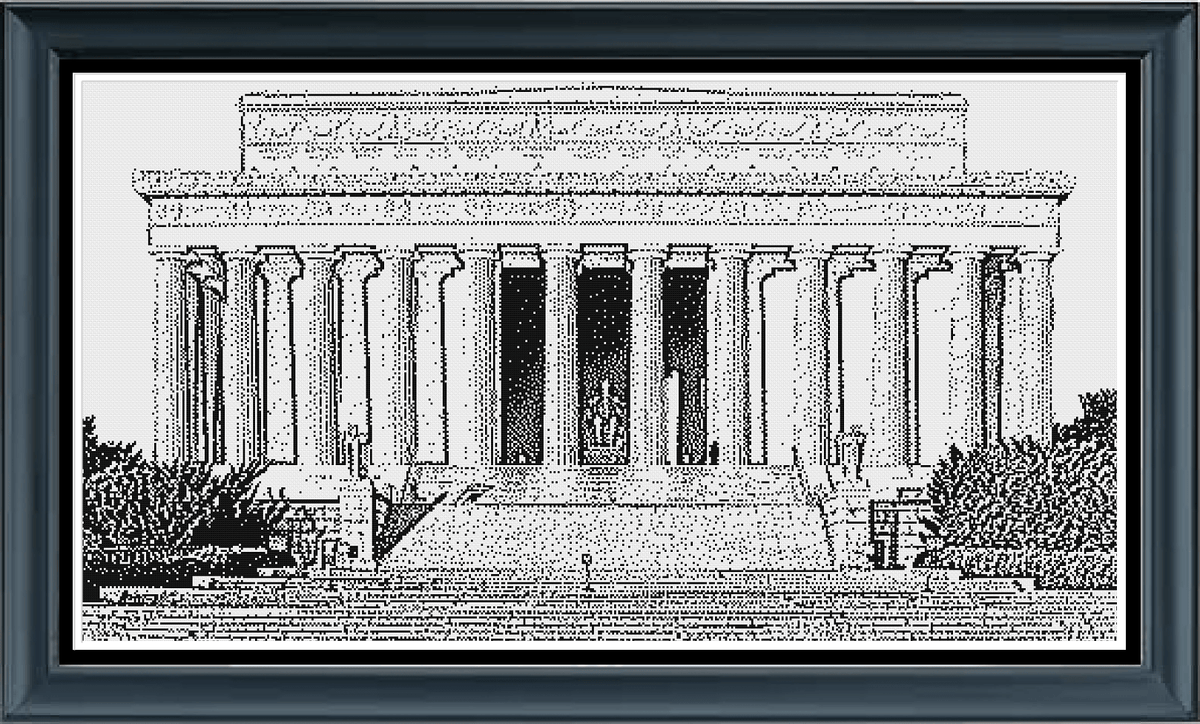 Stitching Jules Design Cross Stitch Pattern Lincoln Memorial Sketch Monochrome Cross Stitch Embroidery Needlepoint Pattern PDF Instant Download