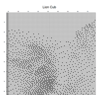 Stitching Jules Design Cross Stitch Pattern Lion Cub Cross Stitch Pattern | Baby Animal Cross Stitch Pattern | Blackwork | Instant PDF Download And Physical Pattern Options