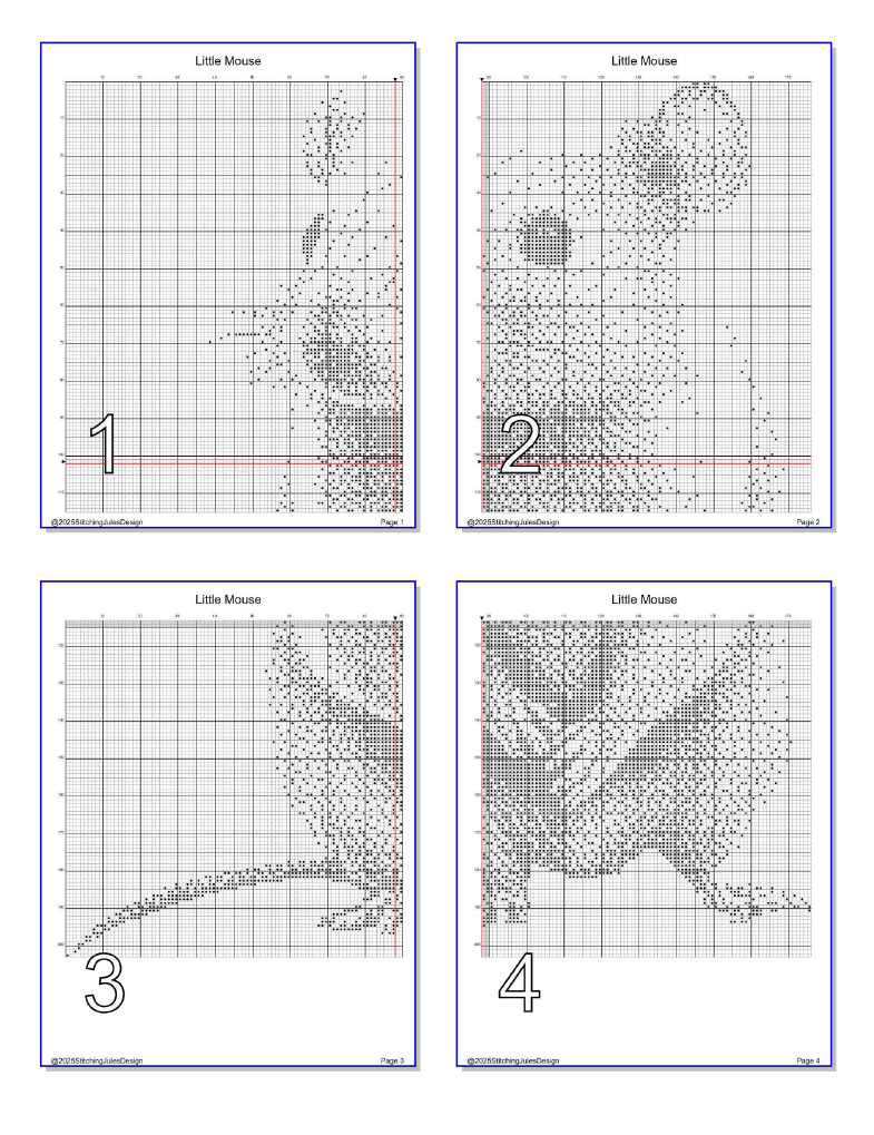 Stitching Jules Design Cross Stitch Pattern Little Mouse Cute Animal Monochrome Counted Cross Stitch Pattern Digital Download