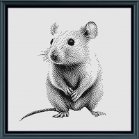 Thumbnail for Stitching Jules Design Cross Stitch Pattern Little Mouse Cute Animal Monochrome Counted Cross Stitch Pattern Digital Download