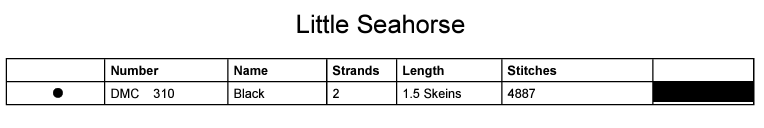 Stitching Jules Design Cross Stitch Pattern Little Seahorse Monochrome