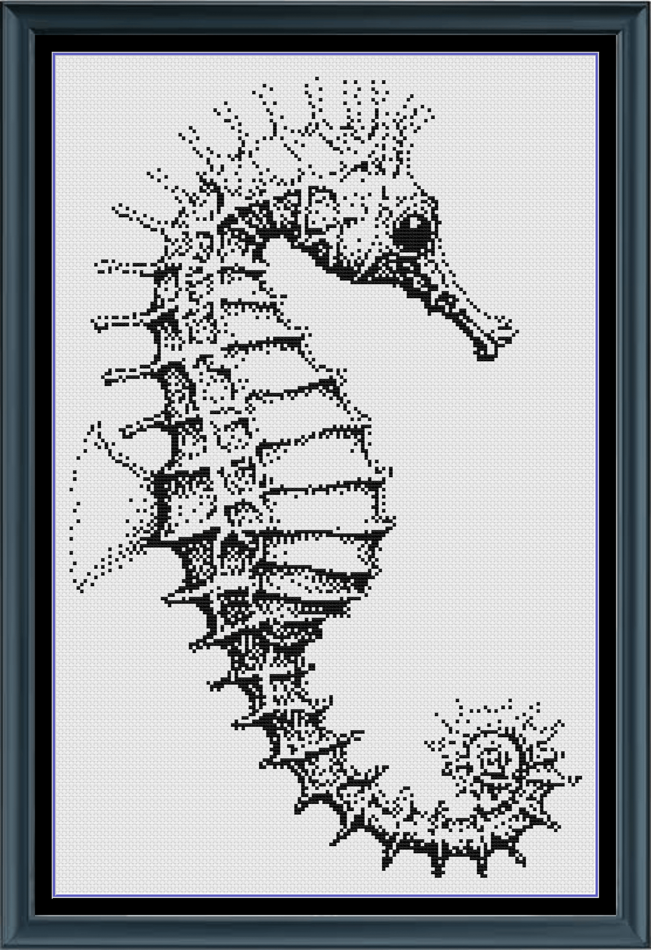 Stitching Jules Design Cross Stitch Pattern Little Seahorse Monochrome