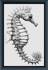 Thumbnail for Stitching Jules Design Cross Stitch Pattern Little Seahorse Monochrome