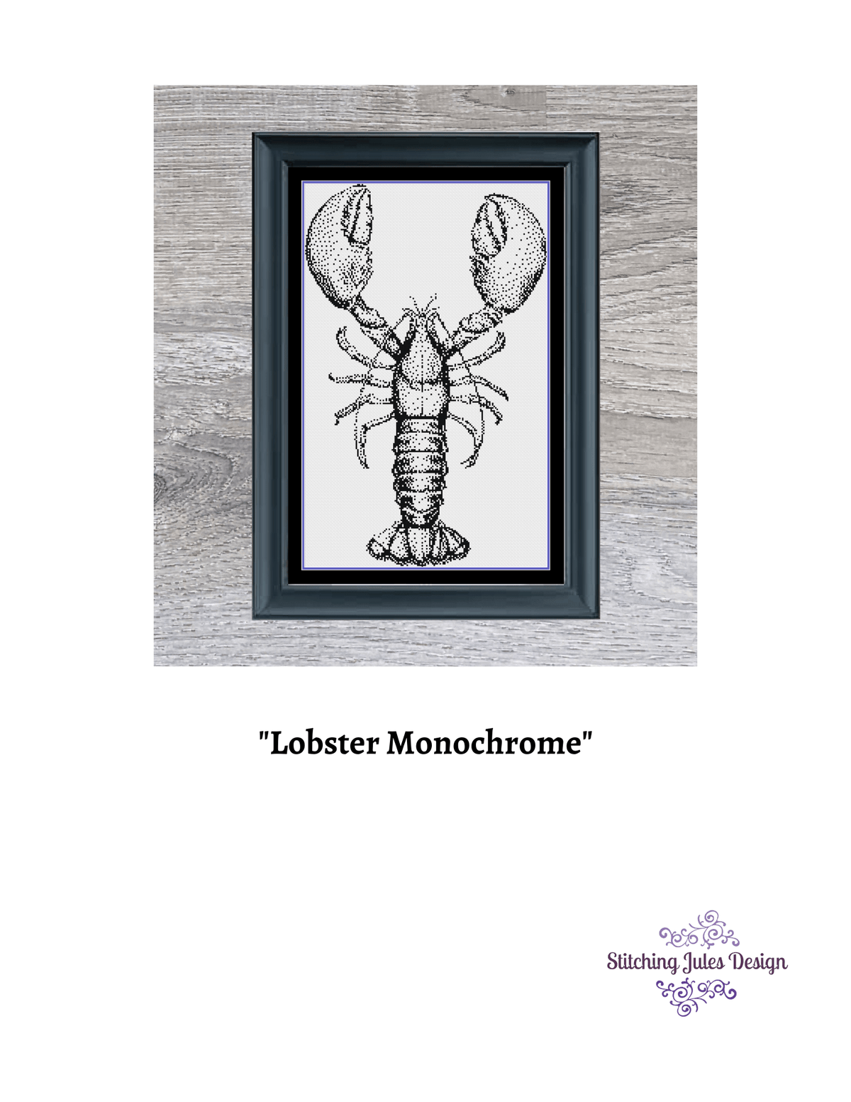 Stitching Jules Design Cross Stitch Pattern Lobster Cross Stitch Pattern | Blackwork | Instant PDF Download And Physical Pattern Options