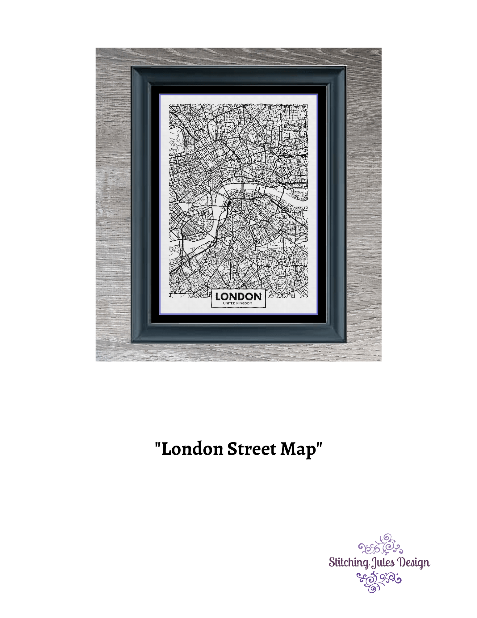 Stitching Jules Design Cross Stitch Pattern London City Map Cross Stitch Pattern | London Street Map | Blackwork | Instant PDF Download And Physical Pattern Options