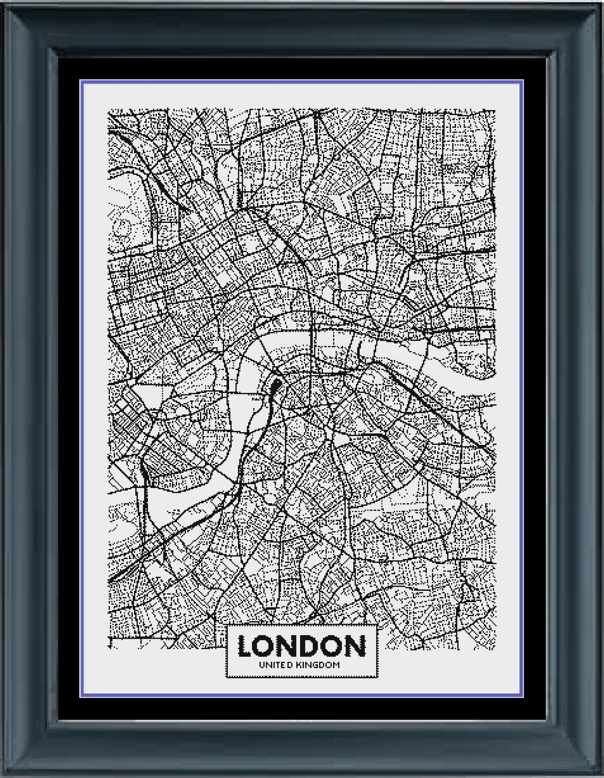 Stitching Jules Design Cross Stitch Pattern Digital PDF Download - $10 London City Map Cross Stitch Pattern | London Street Map | Blackwork | Instant PDF Download And Physical Pattern Options