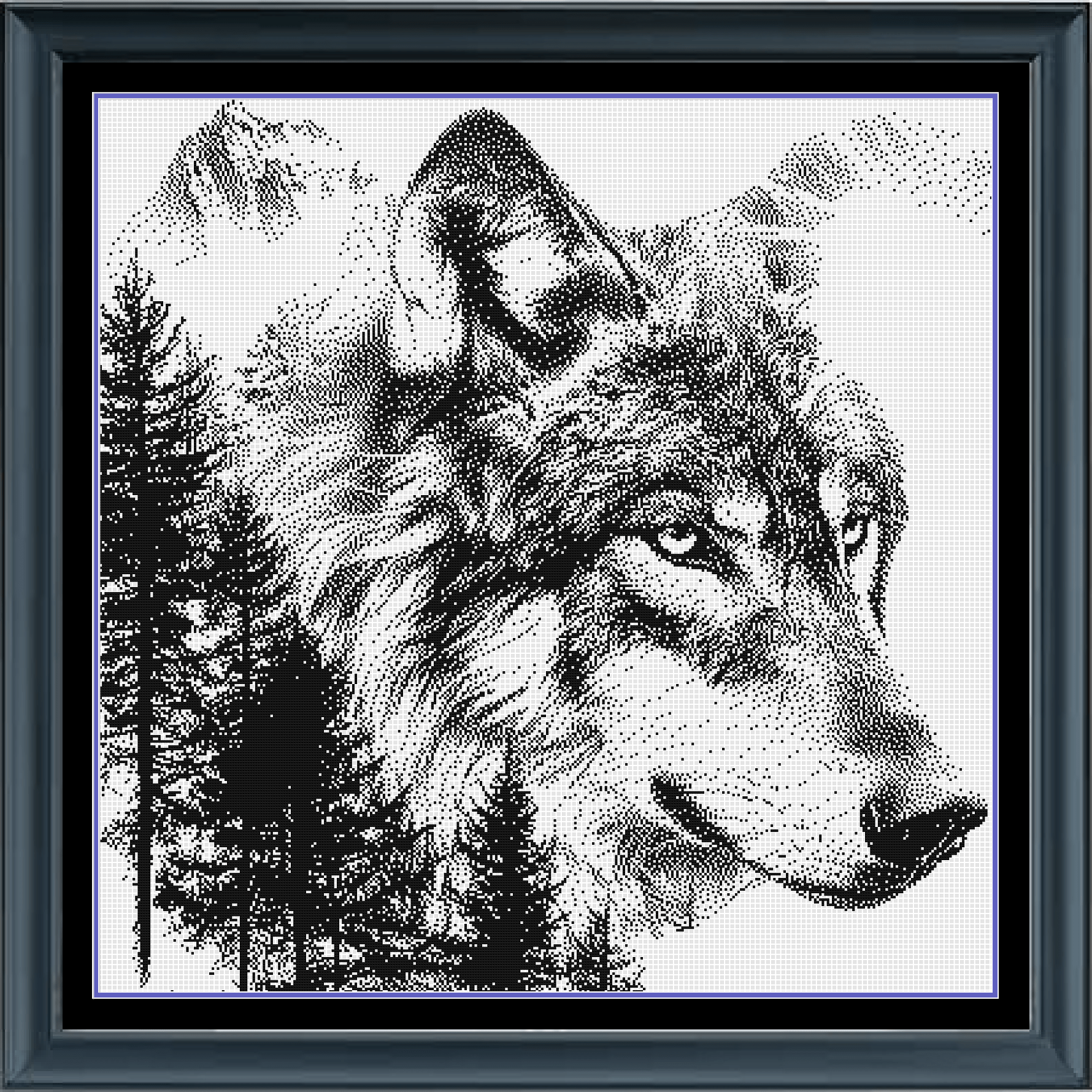 Stitching Jules Design Cross Stitch Pattern Lone Wolf Counted Cross Stitch Pattern | Wildlife Cross Stitch | Monochrome Pattern | Instant Download PDF