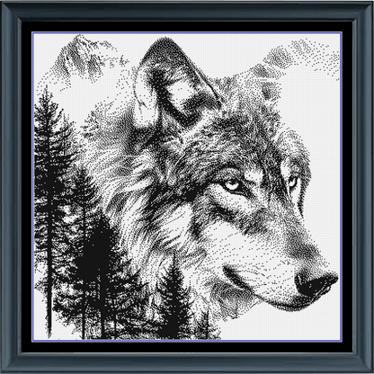 Stitching Jules Design Cross Stitch Pattern Lone Wolf Counted Cross Stitch Pattern | Wildlife Cross Stitch | Monochrome Pattern | Instant Download PDF